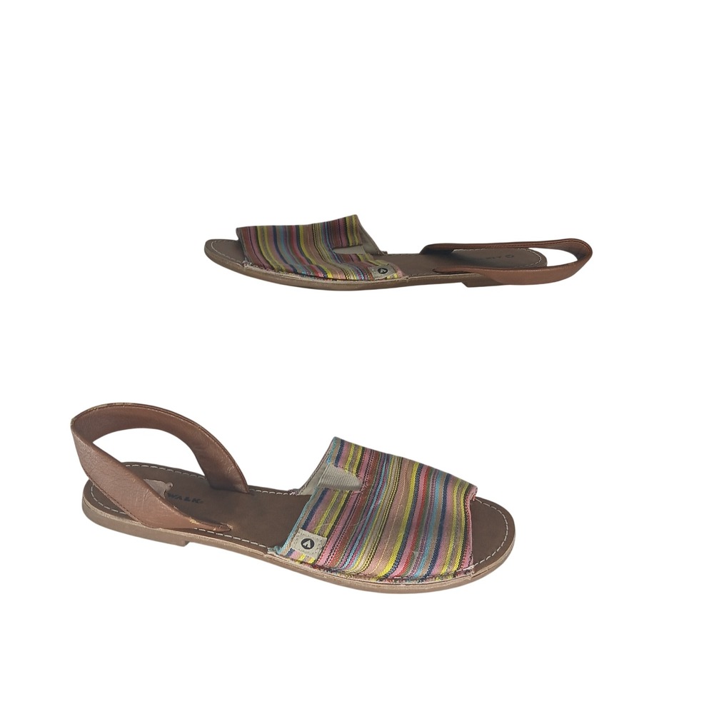 Airwalk Slingback Sandals 8.5 Multi Color Striped Canvas Boho Casual Flat